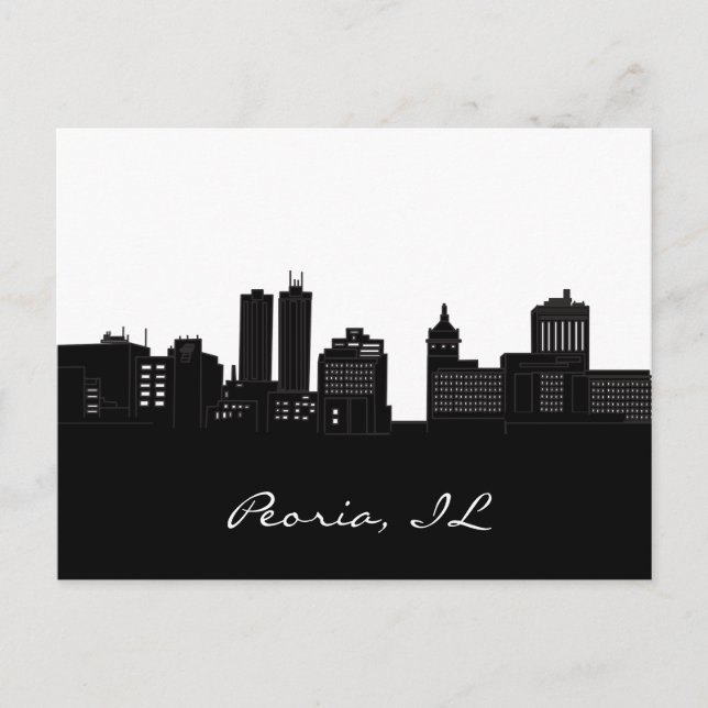 Peoria, Illinois - Black and White Postcard (Front)