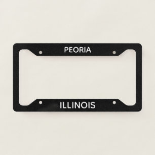 Peoria Illinois Black License Plate Frame