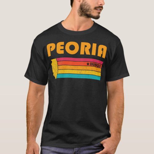 Peoria Illinois Vintage Distressed Souvenir T_Shirt