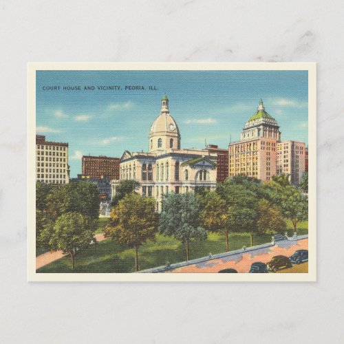 Peoria Illinois vintage downtown and courthouse Postcard