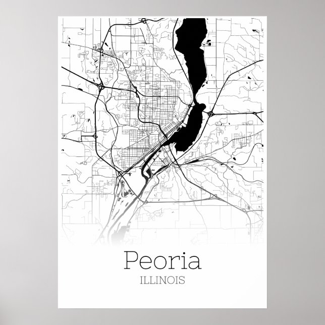 Peoria Map - Illinois - City Map Poster (Front)