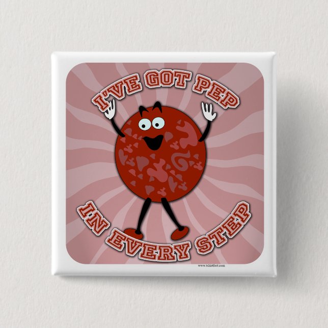 Pep in Step Fun Pizza Cartoon Fun Character Button (Front)
