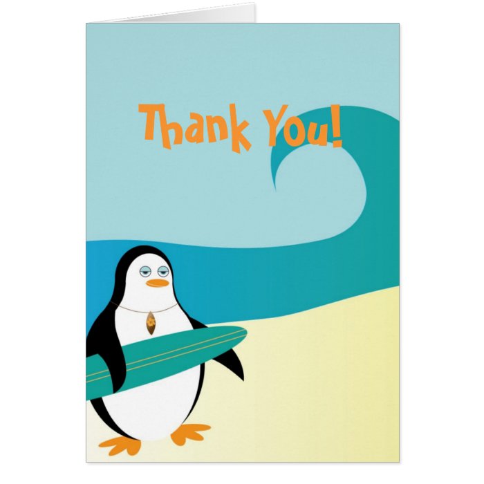 Pepe Surfer Penguin Thank You Card | Zazzle