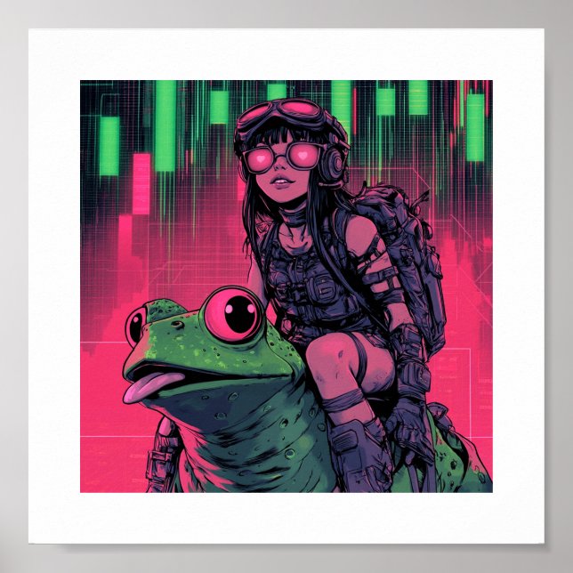 Pepecoin Waifu Poster Frog Rider Edition (Front)