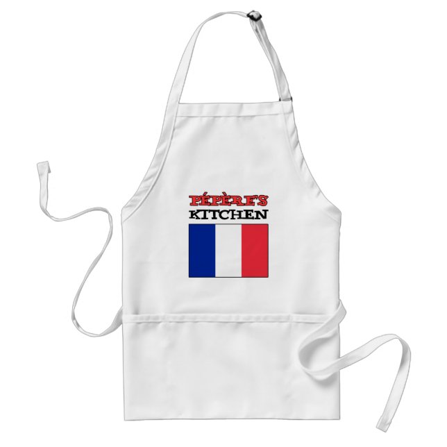 Pepere's Kitchen With Flag Of France Adult Apron (Front)