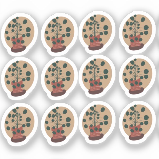 Peperomia Plant Drawing Design Sticker (Front)