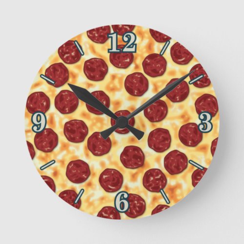 Peperoni Pizza vector art  Round Clock