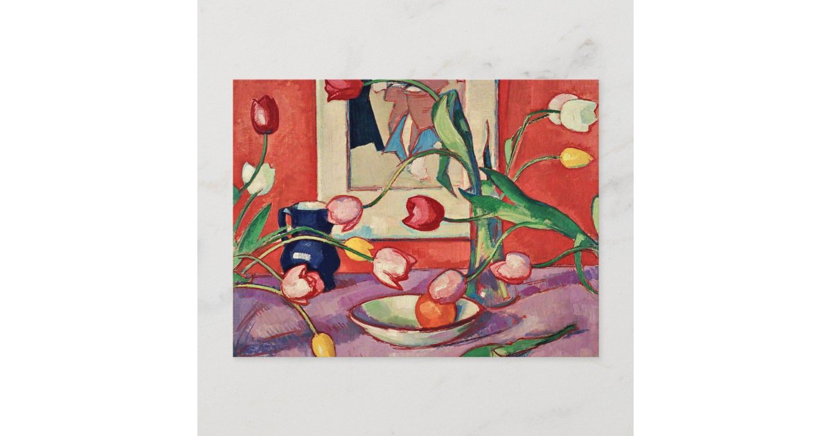 Peploe Tulips, The Blue Jug Postcard Zazzle