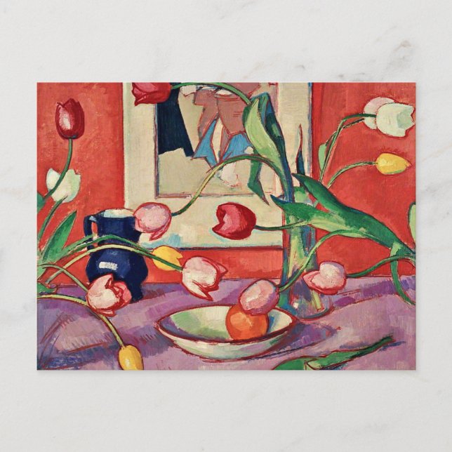 Peploe - Tulips, The Blue Jug Postcard (Front)
