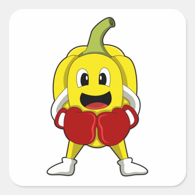 Pepper as Boxer with Boxing gloves Square Sticker (Front)