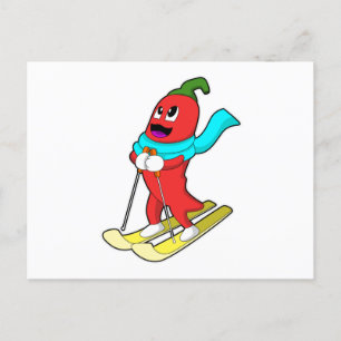 Pepper as Skier with Ski Postcard
