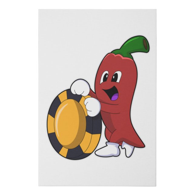 Pepper at Poker with Poker chips Faux Canvas Print (Front)