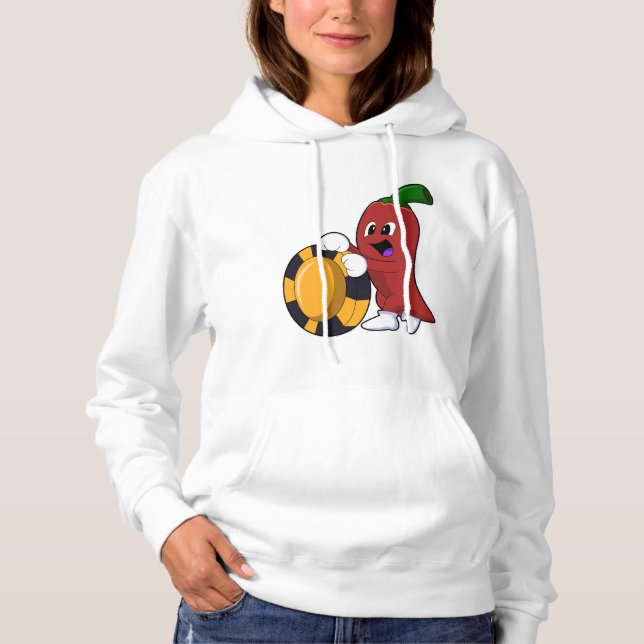 Pepper at Poker with Poker chips Hoodie (Front)