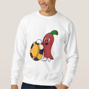Pepper at Poker with Poker chips Sweatshirt