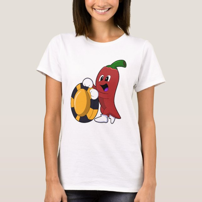 Pepper at Poker with Poker chips T-Shirt (Front)
