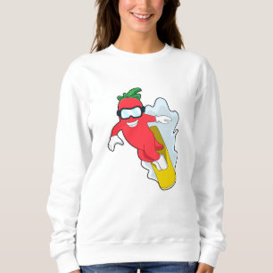 Pepper at Snowboarding with Snowboard Sweatshirt