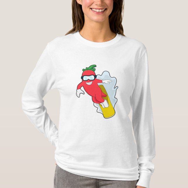 Pepper at Snowboarding with Snowboard T-Shirt (Front)