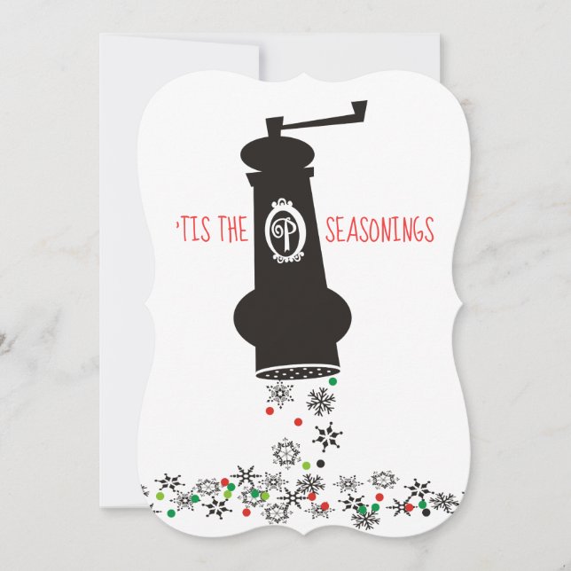 Pepper grinder snowflakes culinary Christmas card (Front)