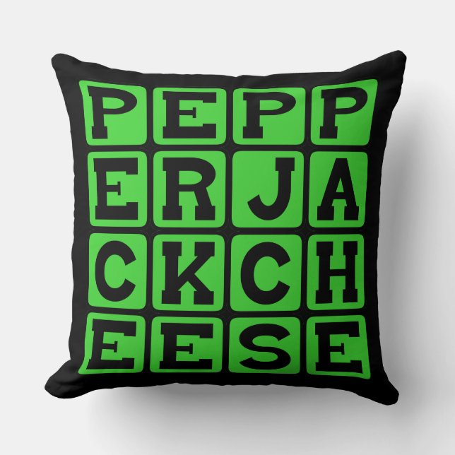 Pepper Jack Cheese, Spicy Cheese Throw Pillow (Front)