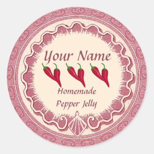 Pepper Jelly Personalize Pink Classic Round Sticker