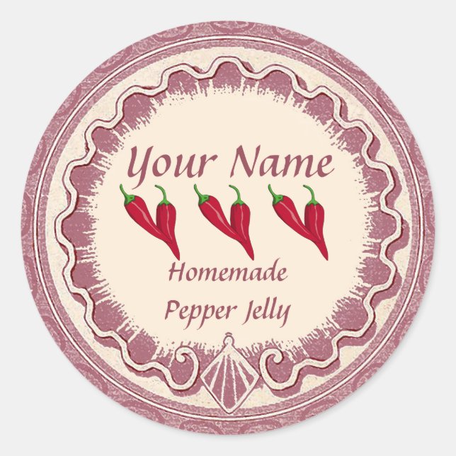 Pepper Jelly Personalize Pink Classic Round Sticker (Front)
