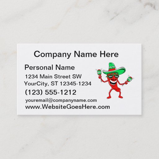 Customizable Pepper maracas sombrero sunglasses.png business cards