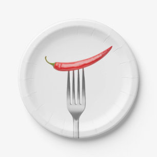 Pepper on a fork paper plates