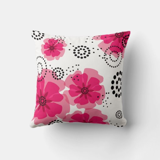 Pepper Poppies fuschia Throw Pillow Zazzle