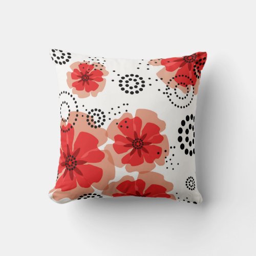 Pepper Poppies  red Throw Pillow