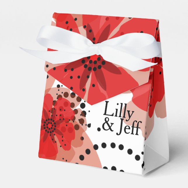 Pepper Poppies | red white black Favor Boxes (Front Side)