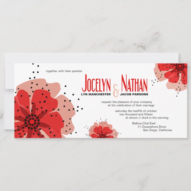 Pepper Poppies Wedding red Invitation (Front)