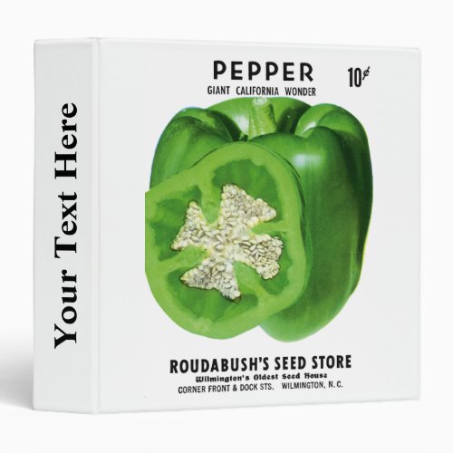 Pepper Seed Packet Label 3 Ring Binder