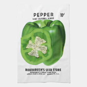 Pepper Seed Packet Label Kitchen Towel