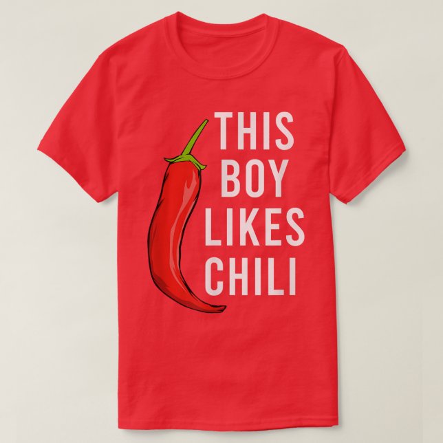 Pepper Spicy Food Funny Saying Boy Likes Chili  T-Shirt (Design Front)