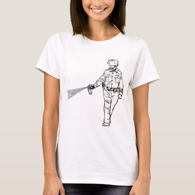 Pepper Spraying Cop T-Shirt (Front)