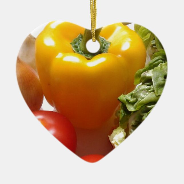 Pepper Tomatoes Vegetables Lettuce Healthy  Food Ceramic Ornament (Front)