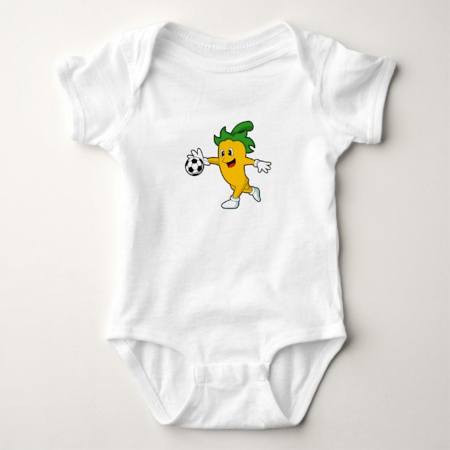 Pepper Vegan as Soccer player with Soccer.PNG Baby Bodysuit (Front)