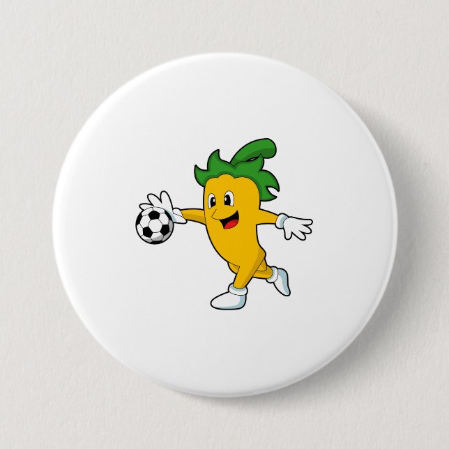 Pepper Vegan as Soccer player with Soccer.PNG Button (Front)