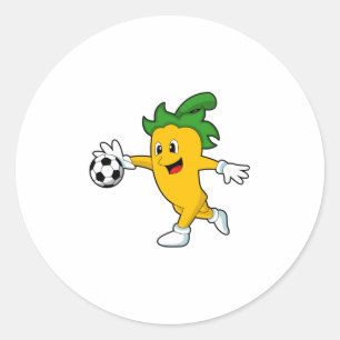 Pepper Vegan as Soccer player with Soccer.PNG Classic Round Sticker
