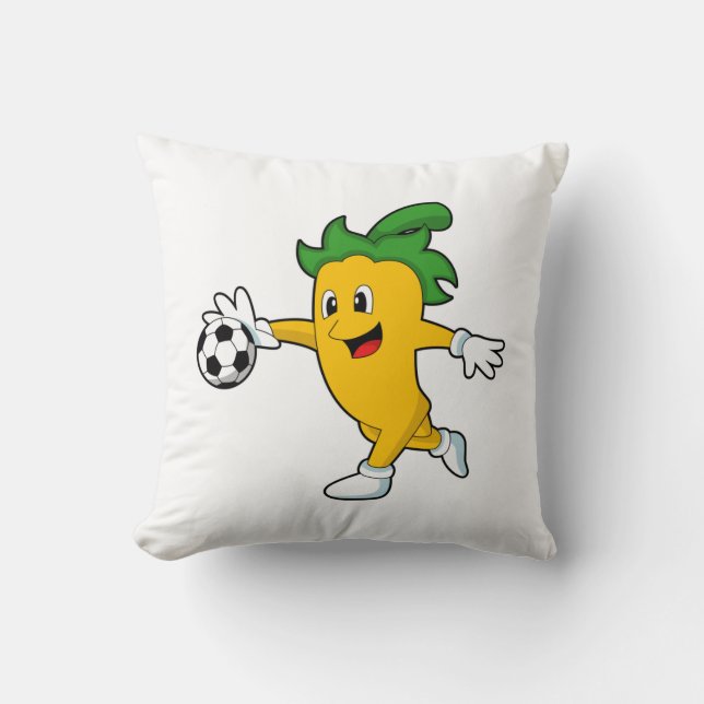 Pepper Vegan as Soccer player with Soccer.PNG Throw Pillow (Front)