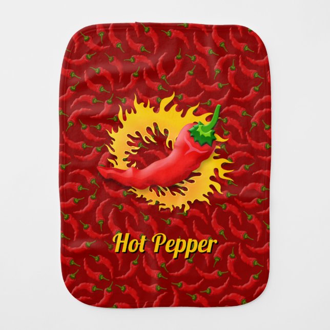 Pepper with Flame Baby Burp Cloth (Front)