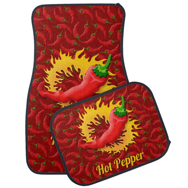 Pepper with Flame Car Mats (Set)