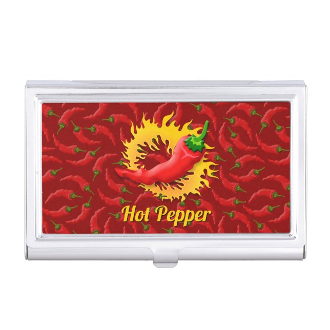 Pepper with Flame Case for Business Cards (Front)
