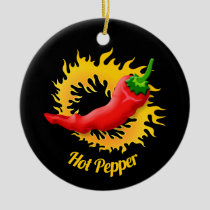 Pepper with Flame Ceramic Ornament