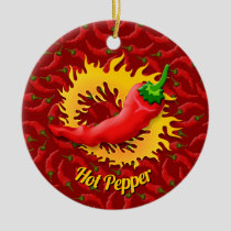 Pepper with Flame Ceramic Ornament