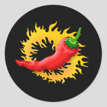 Pepper with flame classic round sticker