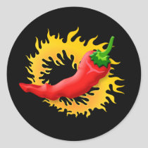 Pepper with flame classic round sticker