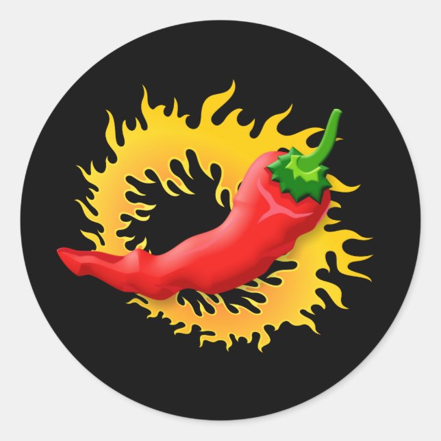 Pepper with flame classic round sticker (Front)