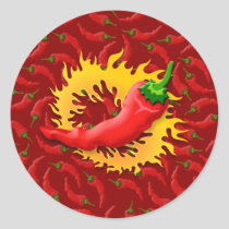 Pepper with Flame Classic Round Sticker