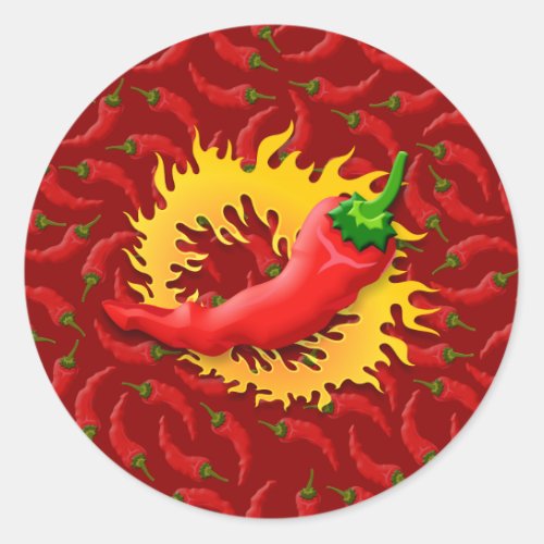 Pepper with Flame Classic Round Sticker